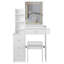 Petite coiffeuse 29,2 po avec tabouret de chevet gauche + tabouret rembourré, 2 blocs d'alimentation CA + 2 ports USB, support pour sèche-cheveux, très grand miroir à DEL coulissant à contrôle tactile, changement de couleur tricolore, réglage de la luminosité-755617207