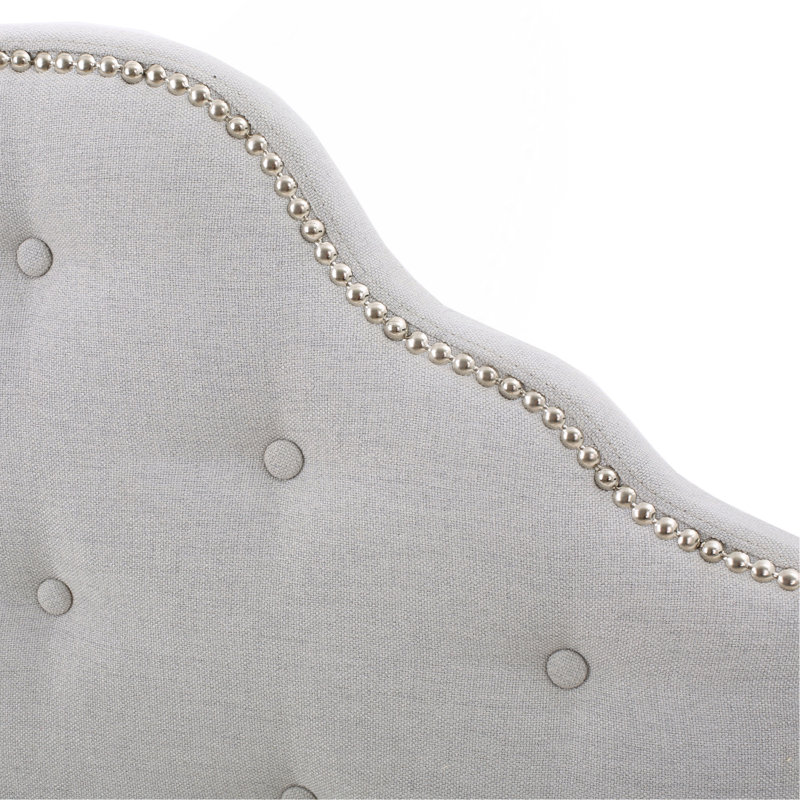 Tufted Upholstered Headboard Twin Size, Solid Wood Head Board With Durable Metal Legs, Adjustable Height Twin Headboard With Nailhead Trim,Fabric Headboard In Modern Button Tuffted Design