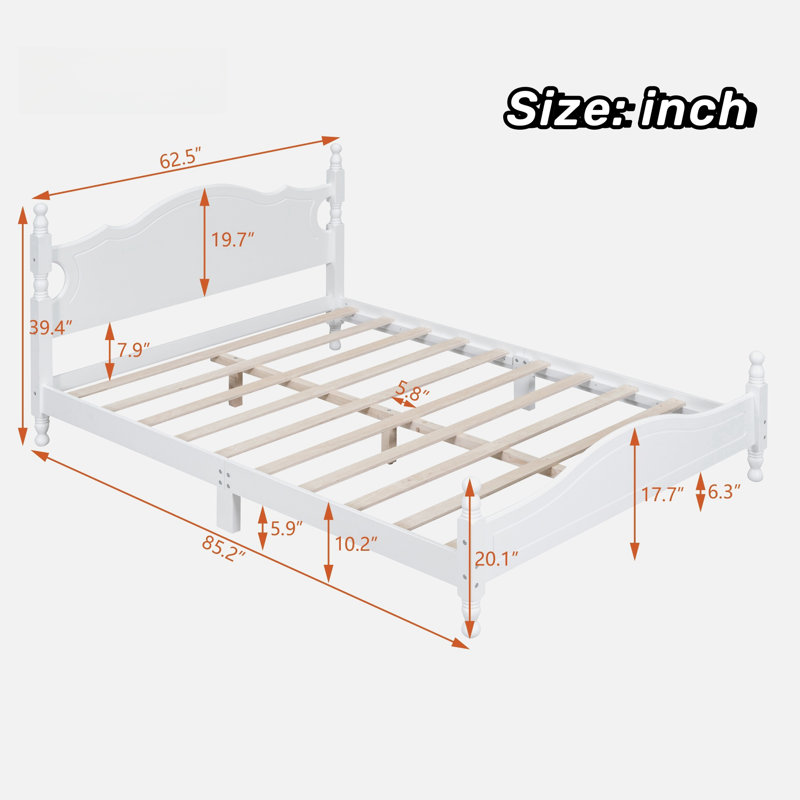 Lit plateforme Desirree, Grand, Blanc