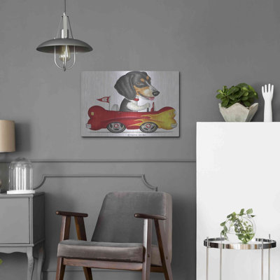 Ophelia & Co. «Tri Color Beagle in Bone Car» par Danny Gordon, art mural en métal