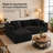 Boneless 105" L-Shape Sectional, 3 Seat Oversized Couch with Corduroy Fabric for Living Room, No Assembly Required, Black-317436432