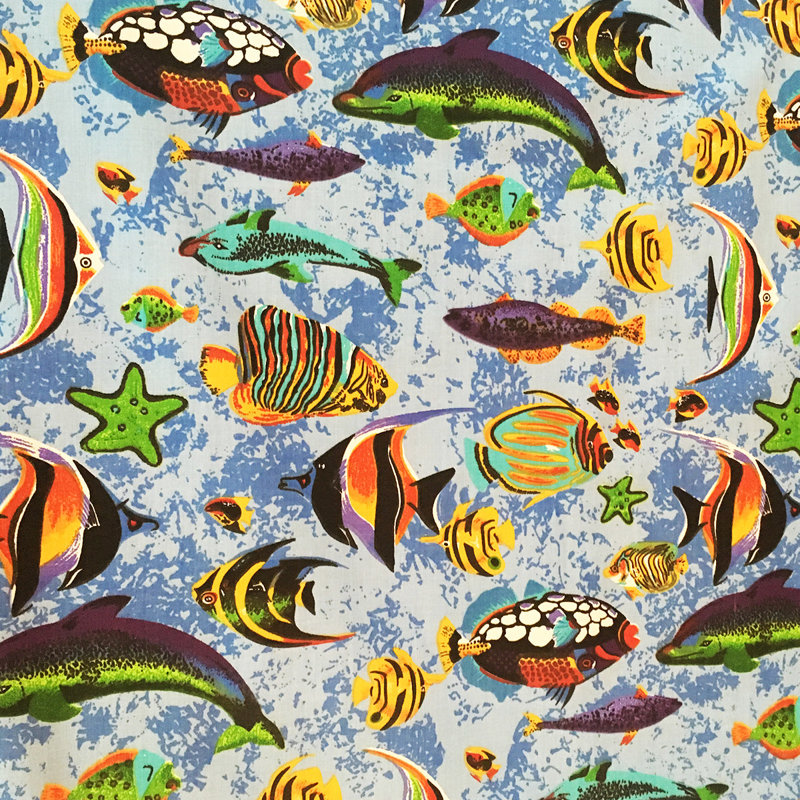 Fish Aquarium Print Tablecloths, Light Blue, 58'' x 144''