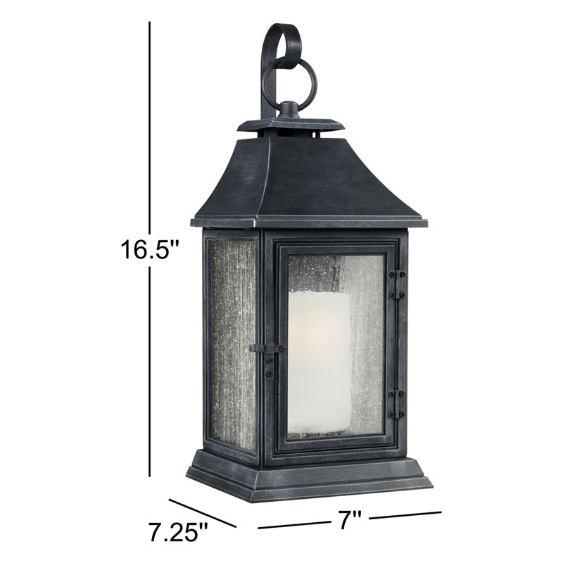 Shepherd 1 - Light Outdoor Wall Lantern, Dark Weathered Zinc, 16.5" H x 7" W x 7.25" D