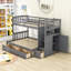 Lit superposé simple en bois avec tablettes Ikher par Harriet Bee-596924843