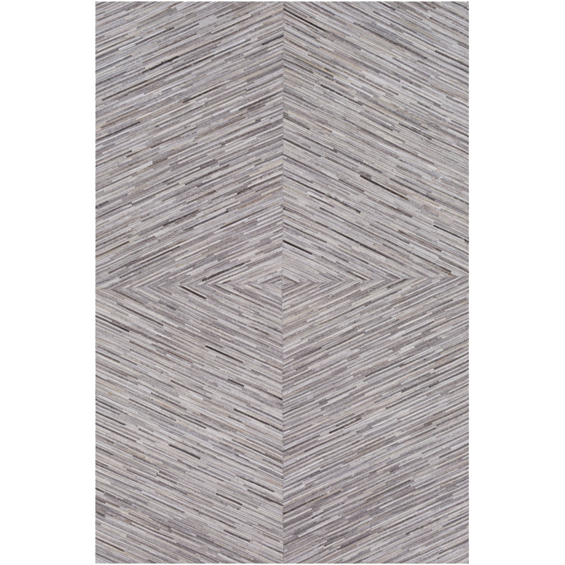 Zander Leather Geometric Area Rug in Magenta, Rectangle 8' x 10'