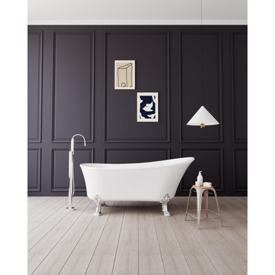 67 Inch Acrylic Freestanding Bathtub, Clawfoot Soaking Tub with Pop-Up Chrome Drain, Heavy Duty, Luxurious Design for Bathroom Spa
