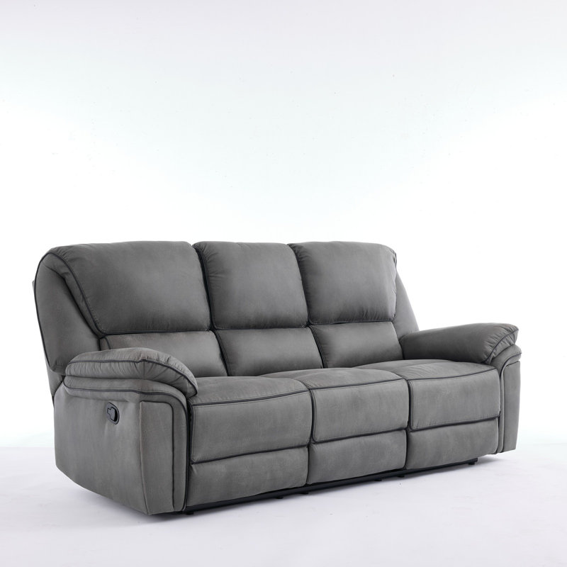 Fabric Reclining Sofa, Light Grey, 3 Seater