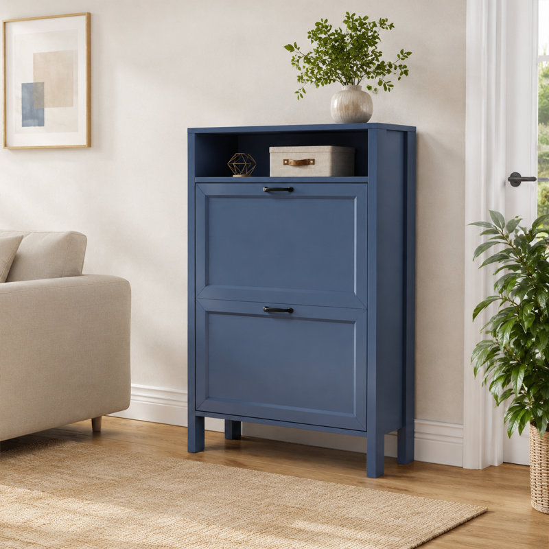 Armoire de rangement mince pour chaussures avec portes et tablettes réglables pour le vestibule, 43'' H x 31'' W x 9.2'' D