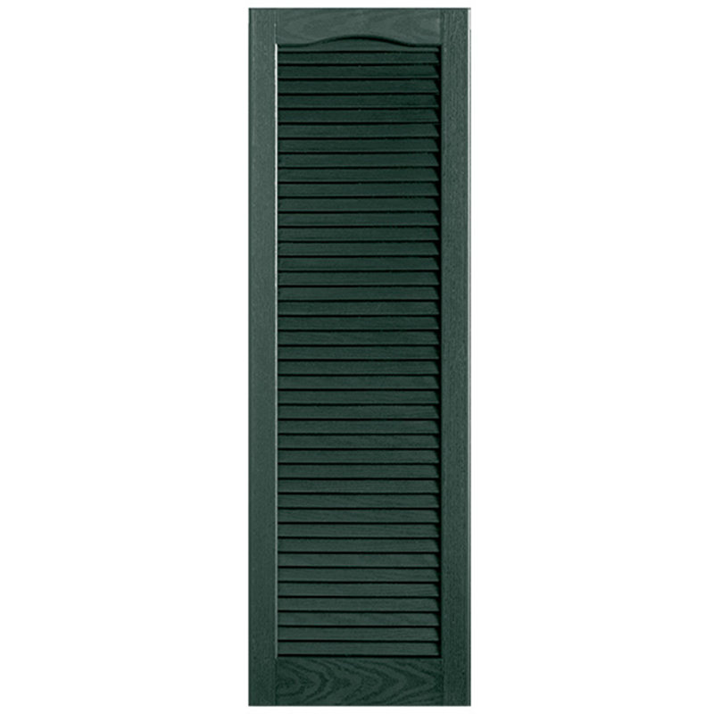 Paire de volets à persiennes cathédrale style pleine longueur ouverts, 15 po, 32 po, Pin