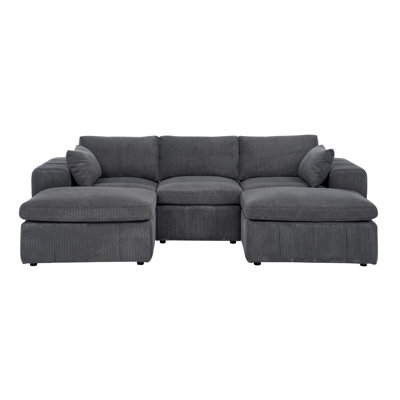 Large Arms Cordory Upholstered Boneless Modular Sectional with 2 Ottomans