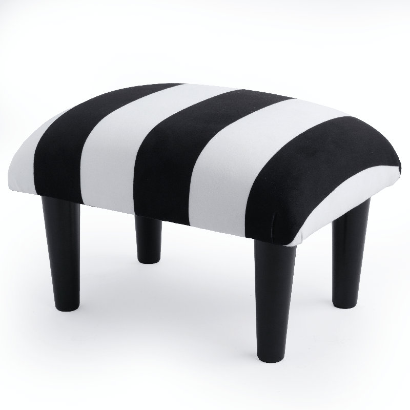 Cerny 38cm Wide Velvet Rectangle Striped Footstool Ottoman