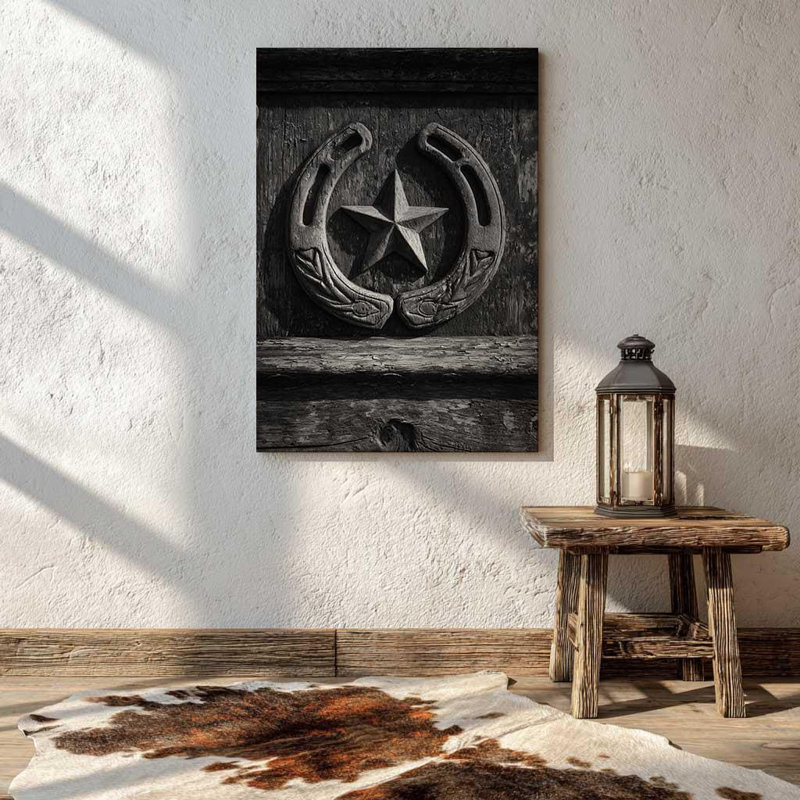 «Texas Star and Horseshoe», impression sur toile «Rustic Western Wall Decor», impression maison de campagne