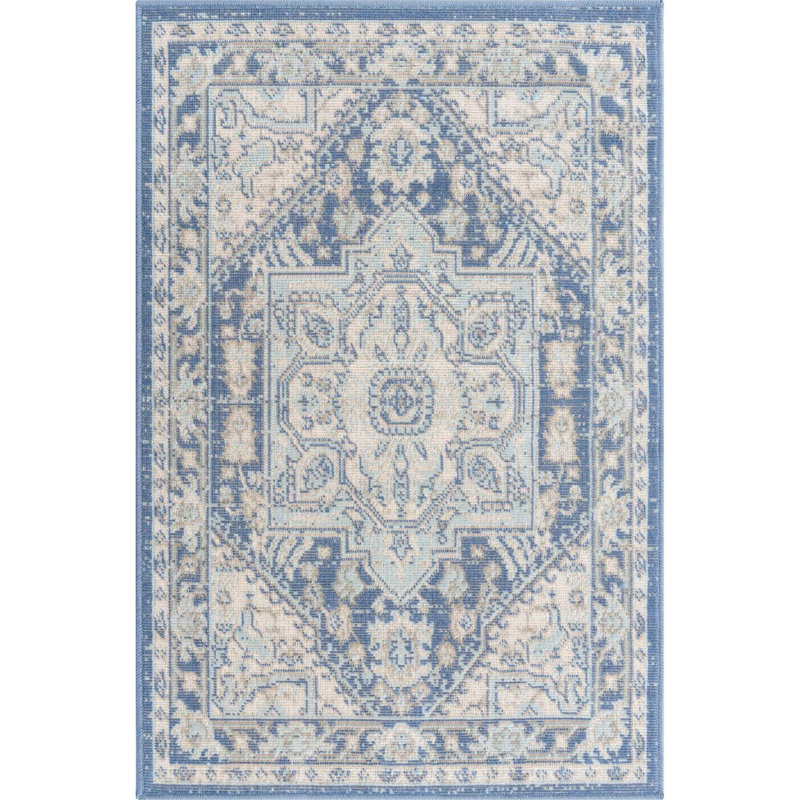 Tapis oriental bleu Shailena, Rectangle 2 pi 2 po x 3 pi 1 po