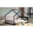 Full Size House Bed With Roof And Colorful Lights, Metal Bed Frame With Slats And Legs, House Bed For Boy, Girls And Young Teens, No Box Spring Needed,Black.