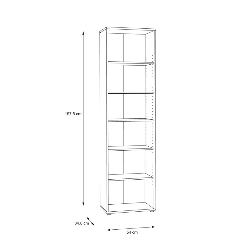 Frogerth 197.5cm H Standard Bookcase, 197.5cm H x 54cm W x 34.8cm D, Old Wood