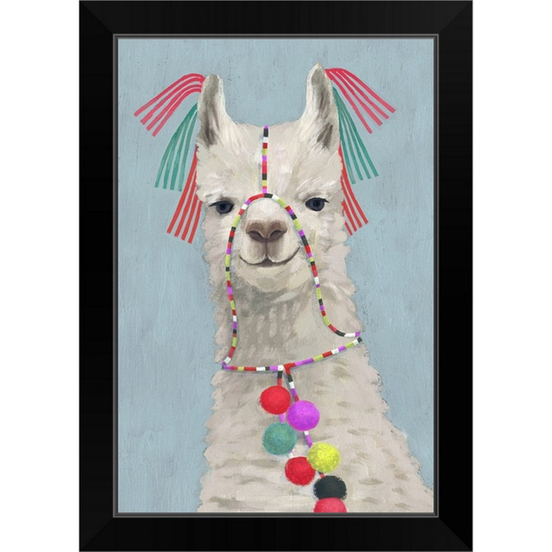 Novogratz’pom pom llama ii', reproduction d’art encadrée, H 21 po x l 15 po x P 1 po, Cadre noir