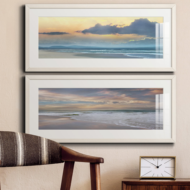 Blue Horizon - ensemble de 2 reproductions d'art encadrées, Blanc