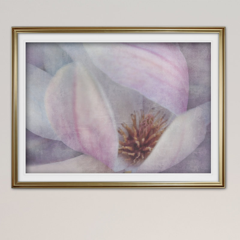 « magnolia melody ii », reproduction de peinture à l’acrylique encadrée, H 24 po x l 32 po x P 1,5 po, Or