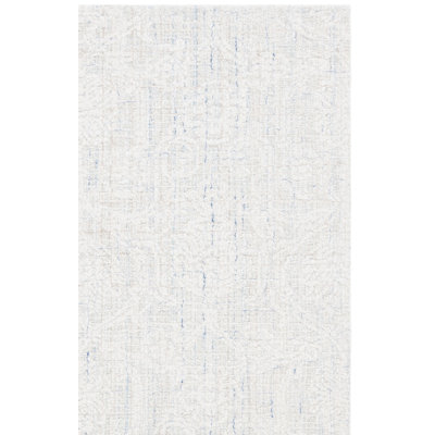Tapis damassé en laine et coton pour animal de compagnie ébène bleu / ivoire