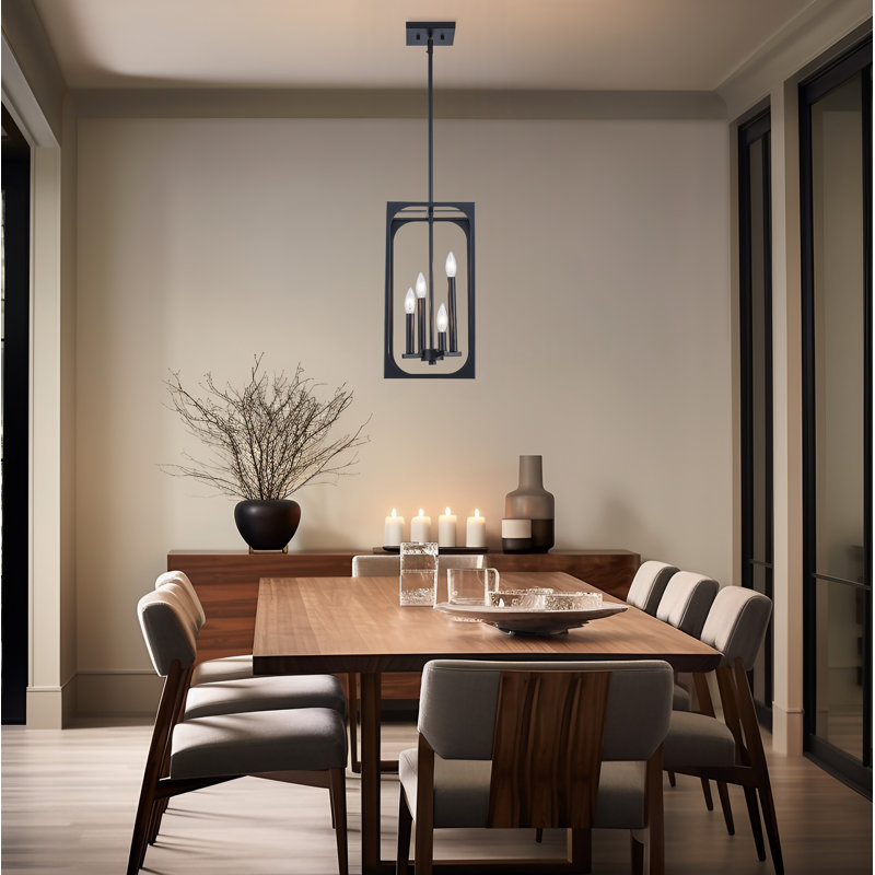 Luminaire suspendu cage 4 lumières Marieliese, Noir