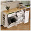 Îlot de cuisine multifonctionnel avec rangement caché pour poubelle, armoire à portes coulissantes et support à épices à 3 niveaux Trexm - Buffet blanc pour l'organisation de la salle à manger