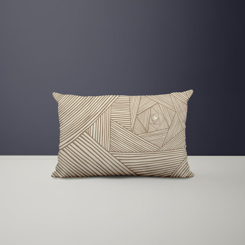 Polyester/Polyester Blend Lumbar Rectangular Indoor/Outdoor Pillow Cover & Insert, Beige 