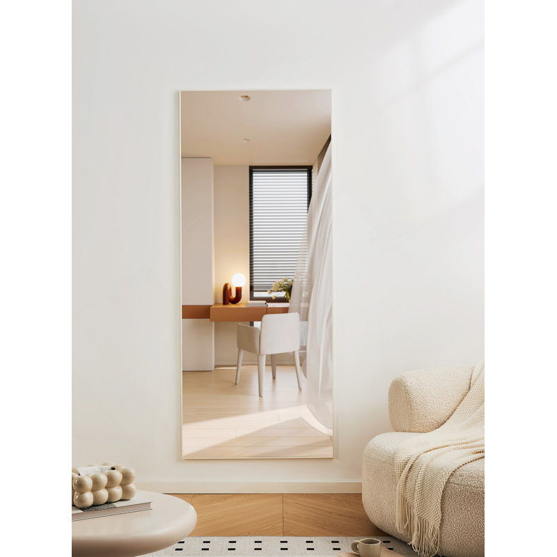 70" X 31" Full Length Mirror White  Aluminum Alloy Frame, Leaning Or Wall Mounted, High Definition, White