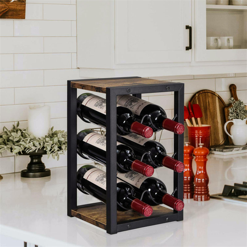 Blitz 6 Bottle Wine Bottle Rack in Brown, Rustic Brown