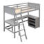 Lit mezzanine simple avec bureau et tablettes - gris, optimisation de l'espace pour les petites pièces, cadre en bois, étagères de rangement idéales pour travailler et dormir gris, maximiser l'espace