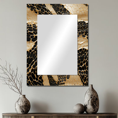 Gilded Opulence In Black & Gold - Marble Mirror Wall Decor