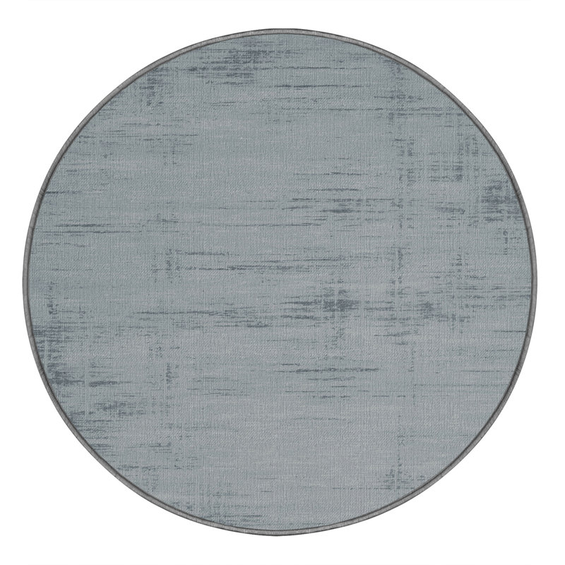 Machine Washable Abstract Gray Area Rug, Round 7'