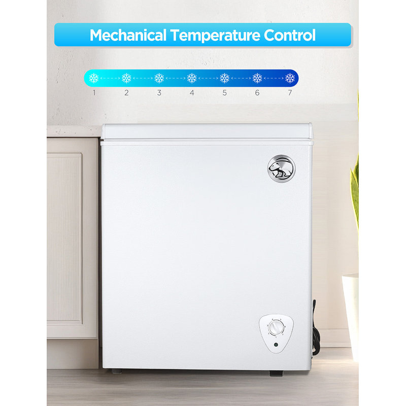 Commercial Cool 2.8 Cu. Ft. Compact Chest Freezer, Textured Finish, Deep Freezer for Frozen Food Storage, Removable Storage Basket, White