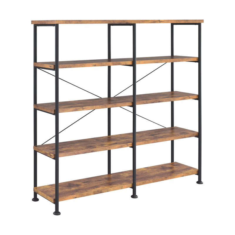 Bibliothèque antique muscade et noire pour présenter des objets, bibliothèque rustique polyvalente à 4 tablettes, pièce de décoration de bureau