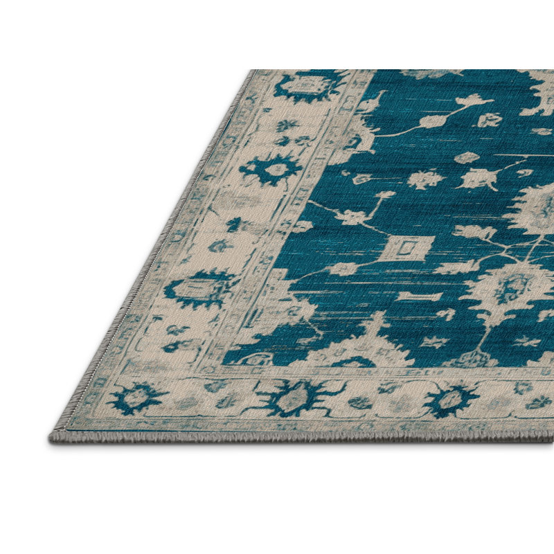Machine Washable Overdyed Green Area Rug, Square 8'