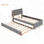 Fleece Twin Size Upholstered Platform Bed With Trundle-2058650903-2058650902