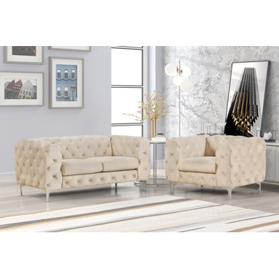Rohrbach 2 Piece Velvet Standard Living Room Set