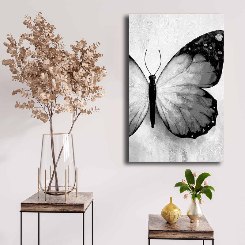 Stunning Decorative Canvas Painting, 100% Canvas (Thickness: 0.1 in), Framed with 100% Pine Wood (Thickness: 0.9 in), 17.7 x 27.6 inches | Elegant White, Grey, and Black Colors | Perfect for Home or Office Décor