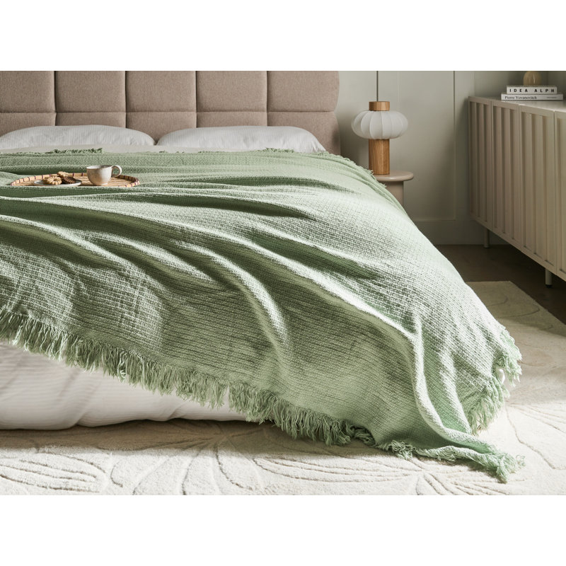 YERBENT Cotton Solid Colour Bedspread, 240 x 220 cm Bedspread