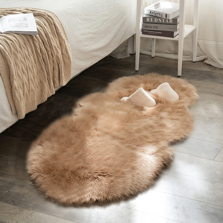 Extra Large Natural Sheepskin Sherpa Floor Pillow in Taupe