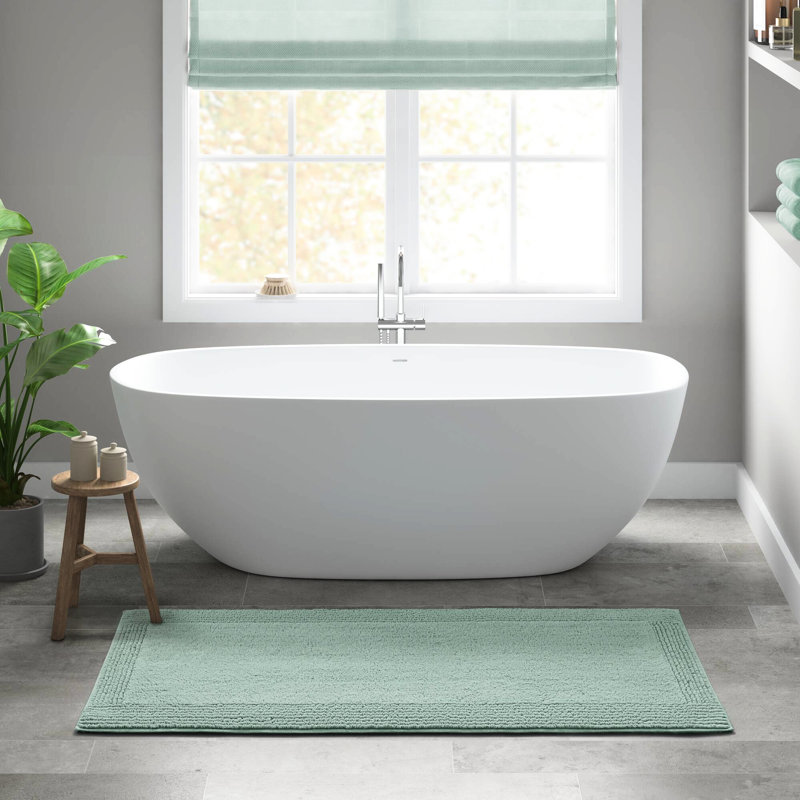 1 Pcs 20x30" 100% Cotton 3000 Gsm Medium Pile 0.5" Reversible Heavyweight Bath Rug Non - Slip, Rectangle 1'8" x 2'5"