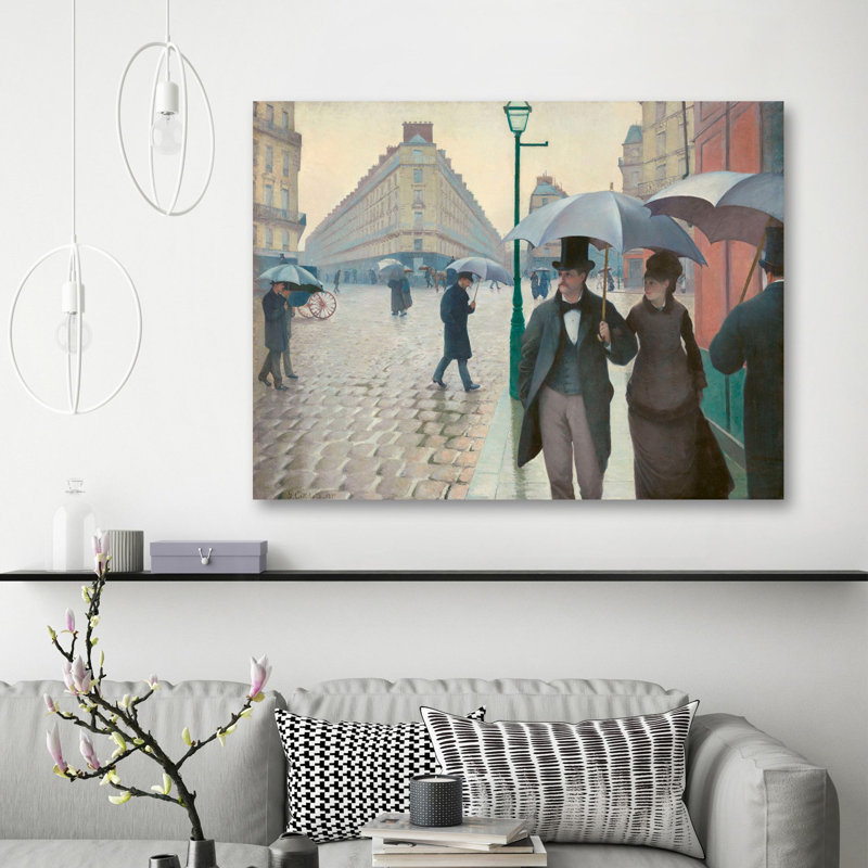 Paris Street With Rainy Day by Gustave Caillebotte - No Frame Painting, 90cm H  x 120cm W  x 4cm D