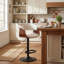 Tabouret de bar réglable en hauteur beige avec siège en tissu et dossier pivotant pour îlot de cuisine, bar et pub-348252438