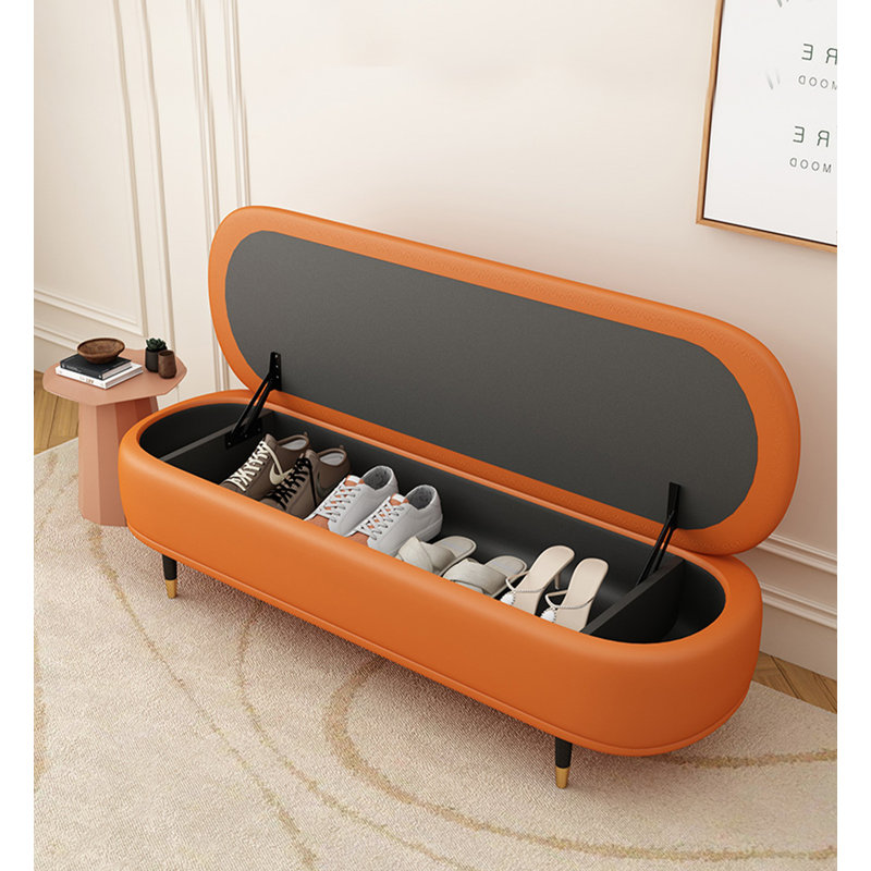 Repose-pieds scandinave avec dossier en cuir