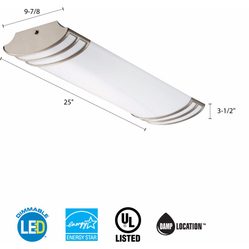 LED Flush Mount, 3.5" H x 25" W x 9.88" D