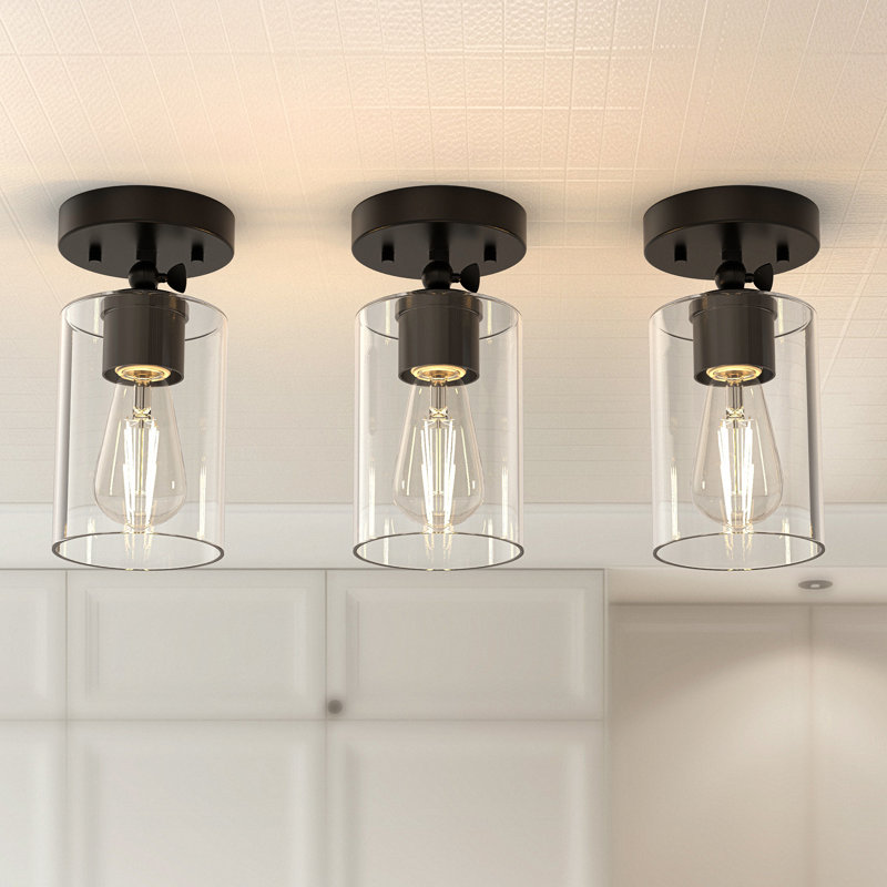 Agnella 1-Light Flush Mounted Wall Sconce Pendant Lighting(3-Pack), Clear