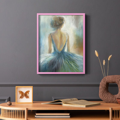 «Lady in Blue», reproduction encadrée - bois massif