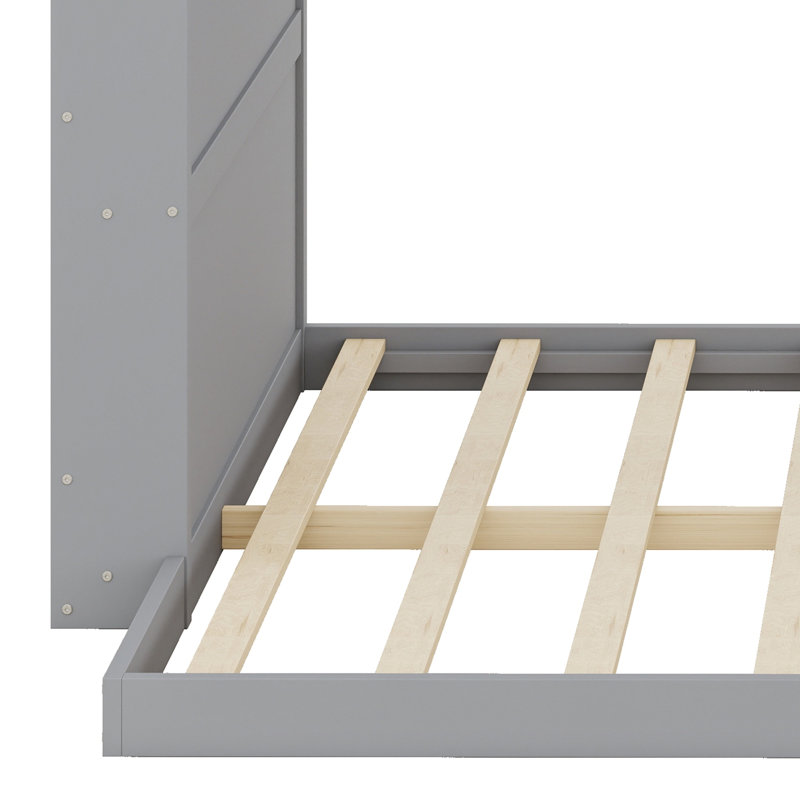 Modern Bunk Bed with Shelf and LED, Comfortable and Efficient, Gray