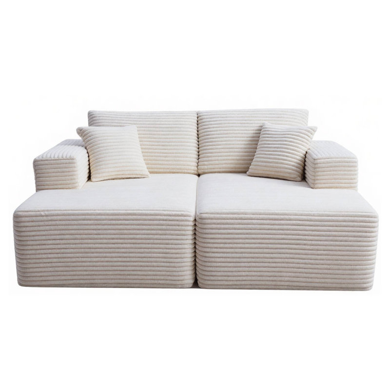 Canapé-lit rembourré 73,4 po 2 places, Cream White