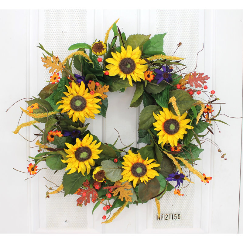 Handcrafted Faux Sunflower Foam 24'' Wreath