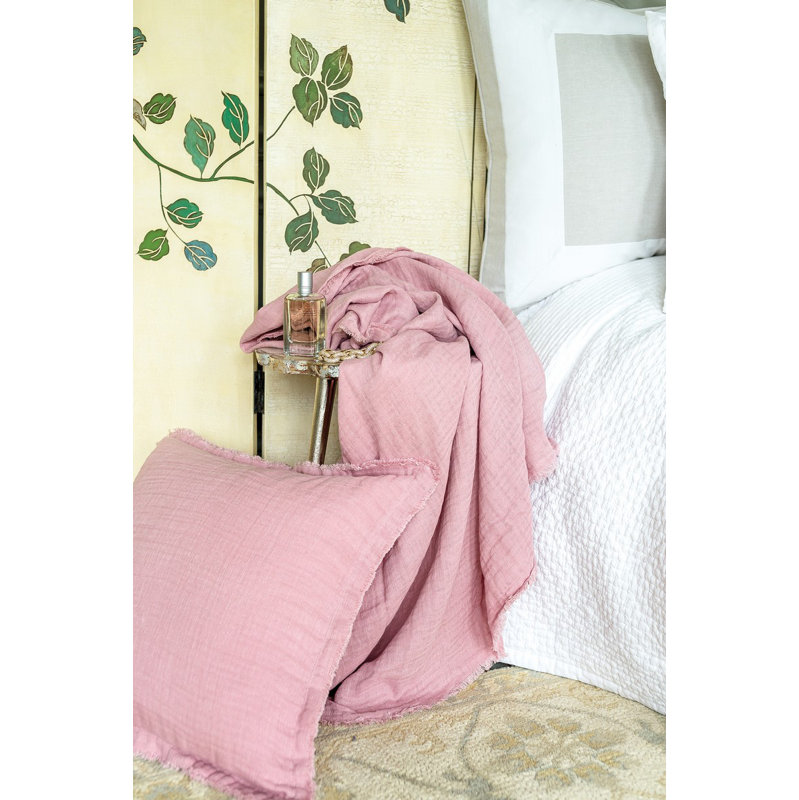 Pearl Feather Gauze Woven Throw Blanket, Rosewood